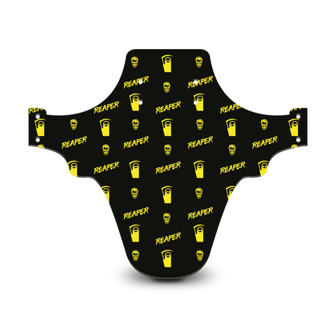 Reaper Skull Pattern Black & Yellow Mudguard